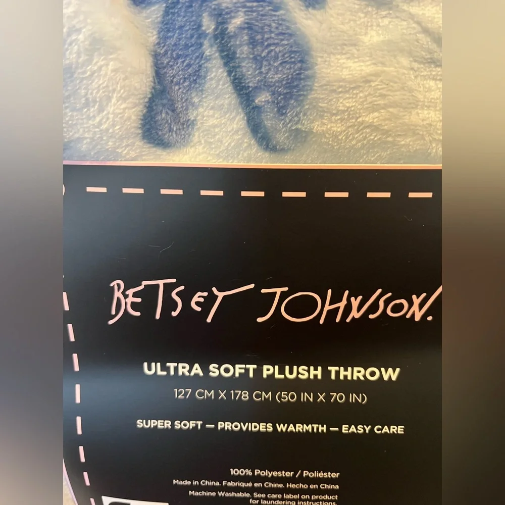 Betsey Johnson Blue and White Christmas Blanket Throw